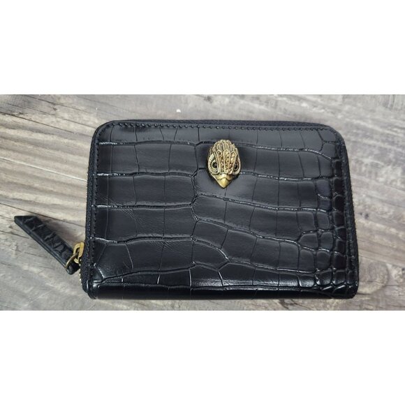 Kurt Geiger London Black Croc Print Eagle Zip Wallet - Picture 1 of 5